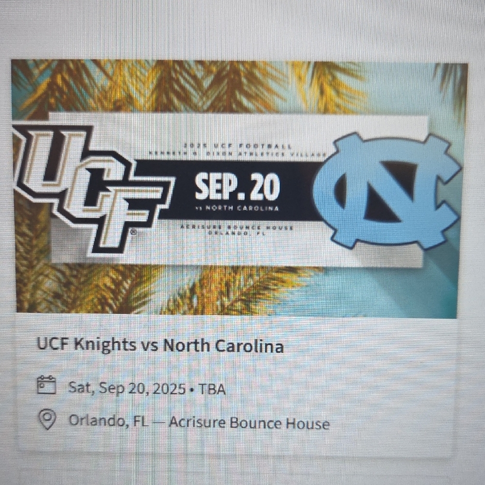 UCF Knights vs North Carolina Ticket